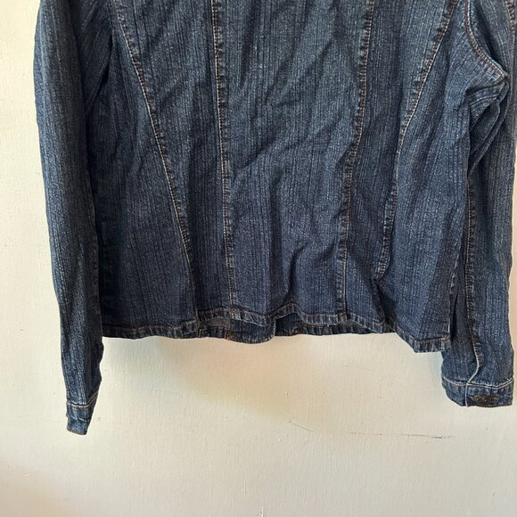 Christopher & Banks Denim Jacket Womens XL Stretch Rhinestones Button Front - Picture 8 of 8